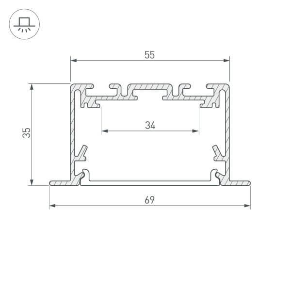 Профиль Arlight S2-LINIA69-F-2500 SEAMLESS BLACK (Arlight, Алюминий) 033534 Алматы