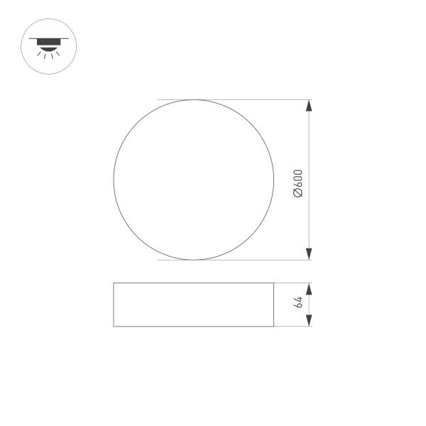 Потолочный светодиодный светильник Arlight SP-Rondo-R600-60W Warm3000 034823