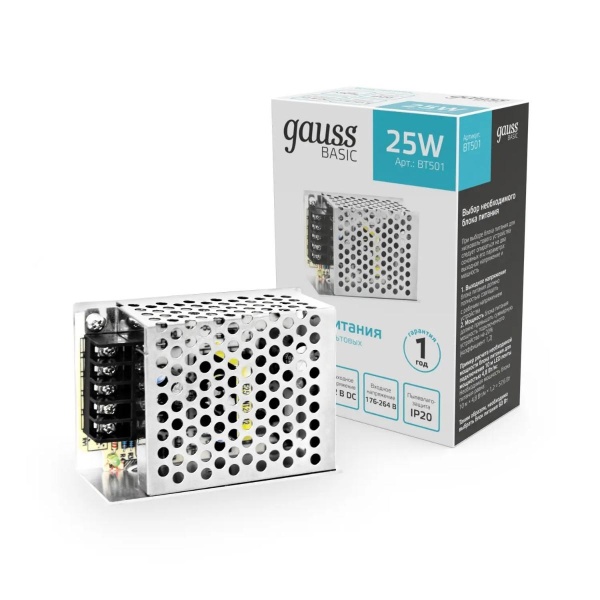 Блок питания Gauss 25W 12V IP20 BT501 Алматы