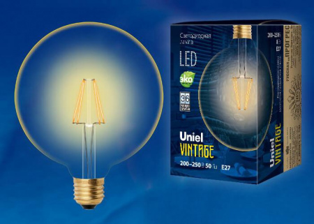 Лампа светодиодная филаментная Uniel E27 8W 2250K прозрачная LED-G125-8W/GOLDEN/E27 GLV21GO UL-00002358 Алматы Лампа светодиодная филаментная Uniel E27 8W 2250K прозрачная LED-G125-8W/GOLDEN/E27 GLV21GO UL-00002358