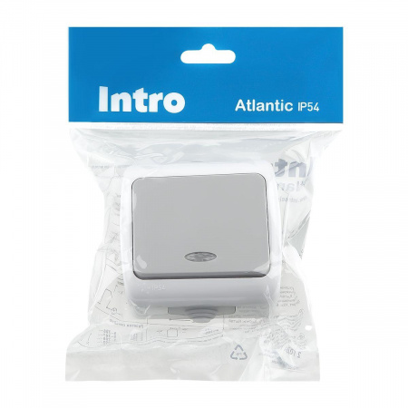 Выключатель одноклавишный ЭРА Intro Atlantic 10AX 250V с подсветкой 5-102-03 Б0050941