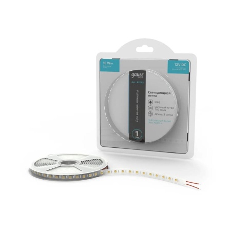 Светодиодная лента Gauss 10W/m 60LED/m 5050SMD нейтральный белый 3M BT052 Алматы
