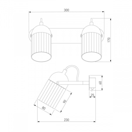 Спот Eurosvet Mars 20122/2 черный/тертый серый