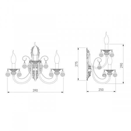 Бра Eurosvet 3305/3 белый с золотом/прозрачный хрусталь Strotskis