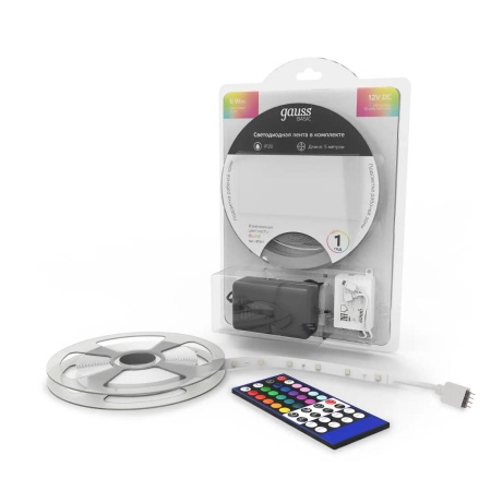 Светодиодная лента Gauss 6W/m 30LED/m 5050SMD разноцветный 5M BT011 Алматы