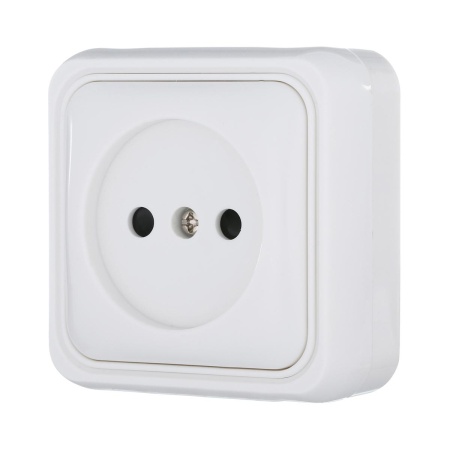 Розетка LK Studio открытой установки без заземляющих контактов с защитными шторками (белый) 813304