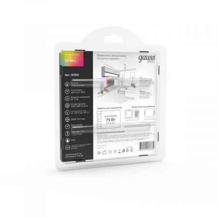 Светодиодная лента Gauss 10W/m 60LED/m 5050SMD разноцветный 5M BT055 Алматы