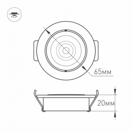 Мебельный светодиодный светильник Arlight LTM-R65WH 5W Warm White 10deg 020768