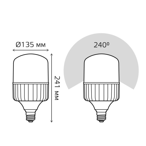 Лампа светодиодная Gauss E40 80W 4000K матовая 63428