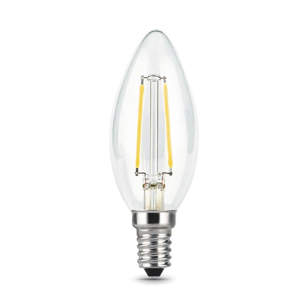 Лампа светодиодная филаментная Gauss E14 9W 4100К прозрачная 103801209