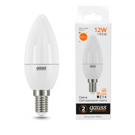Лампа светодиодная Gauss E14 12W 3000K матовая 33112 Алматы Лампа светодиодная Gauss E14 12W 3000K матовая 33112