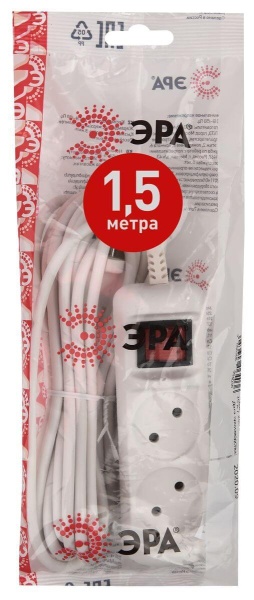 Удлинитель ЭРА 2гн 1,5м б/з U-2s-1,5m-2x1 Б0044046