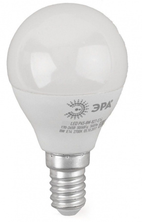 Лампа светодиодная ЭРА E14 8W 2700K матовая LED P45-8W-827-E14 R Б0050697