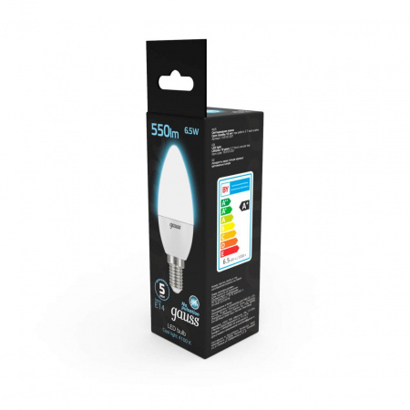 Лампа светодиодная Gauss E14 6.5W 4100К матовая 103101207