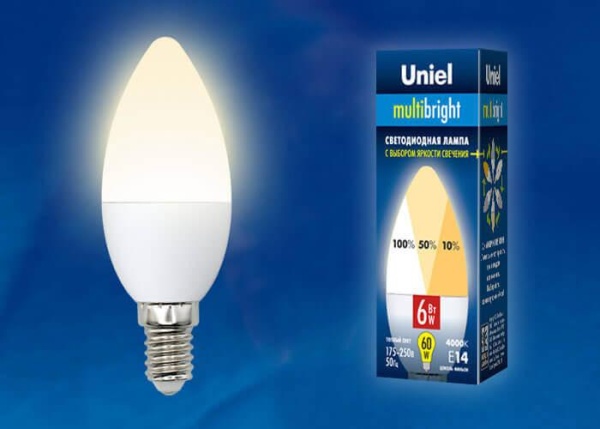 Лампа светодиодная Uniel E14 6W 3000K матовая LED-C37-6W/WW/E14/FR/MB PLM11WH UL-00002373