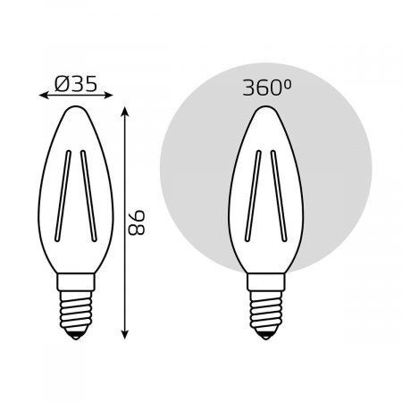 Лампа светодиодная филаментная Gauss E14 7W 2700К прозрачная 103801107