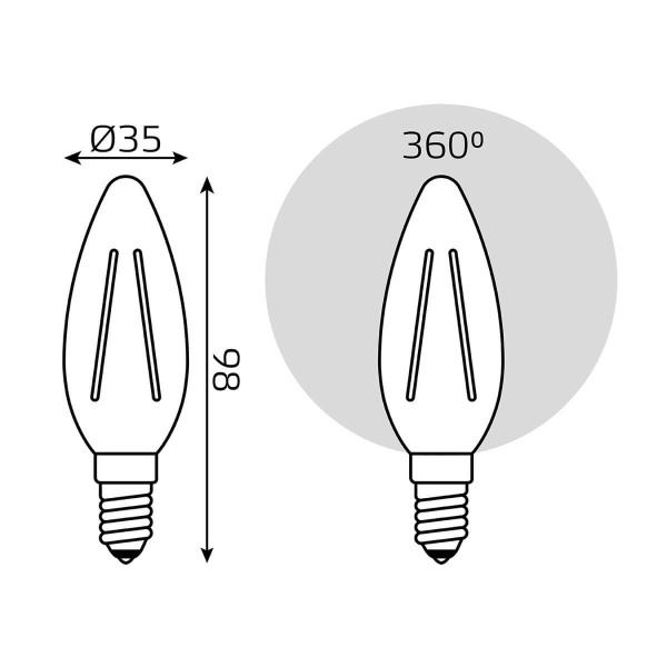 Лампа светодиодная филаментная Gauss E14 7W 2700К прозрачная 103801107