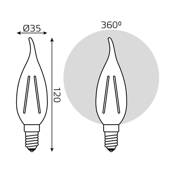 Лампа cветодиодная филаментная Gauss E14 7W 2700K прозрачная 3 шт. 104901107T