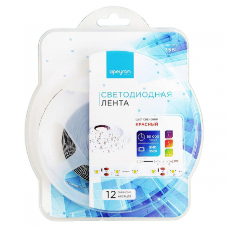 Светодиодная лента Apeyron 4,8W/m 60LED/m 3528SMD красный 5M 35BL Алматы