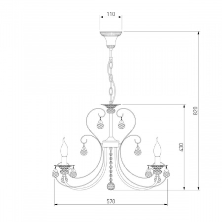 Подвесная люстра Eurosvet 3305/5 белый с золотом/прозрачный хрусталь Strotskis