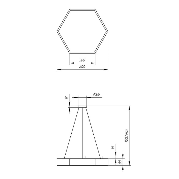 Подвесной светодиодный cветильник Geometria ЭРА Hexagon SPO-121-B-40K-038 38Вт 4000К черный Б0050551