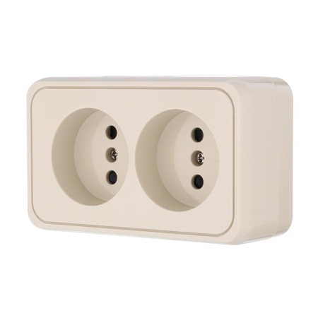 Розетка LK Studio двойная открытой установки без заземляющих контактов с защитными шторками (бежевый) 813601