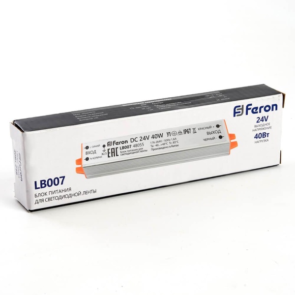 Блок питания для светодиодной ленты Feron LB007 12V 40W IP67 1,6A 48055 Алматы
