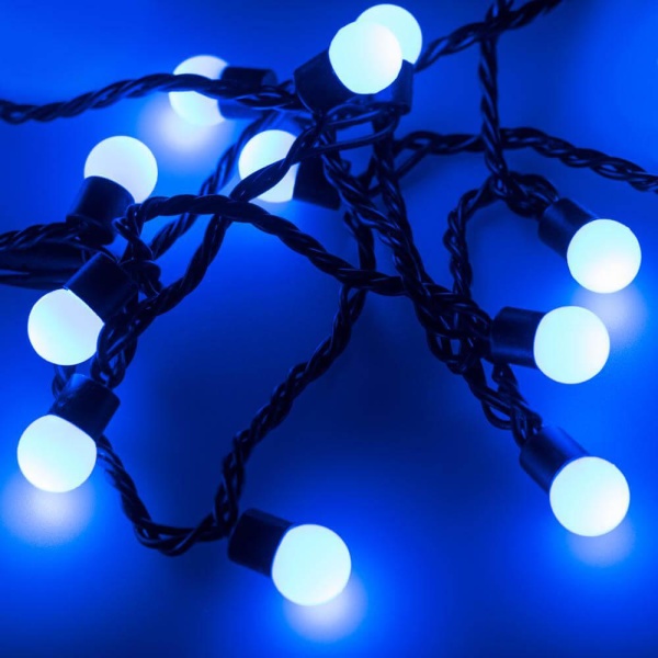Уличная светодиодная гирлянда Ardecoled шарики 230V синий ARD-Ball-Classic-D17.5-20000-Black-200Led Blue 025589