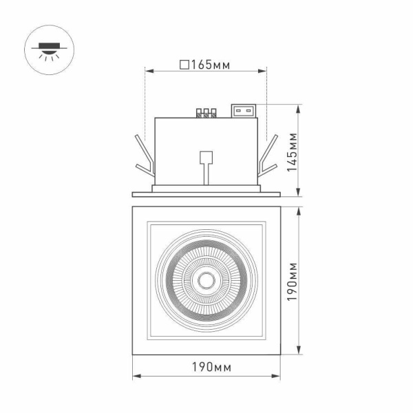 Встраиваемый светодиодный светильник Arlight CL-Kardan-S190x190-25W White6000 026500 Алматы