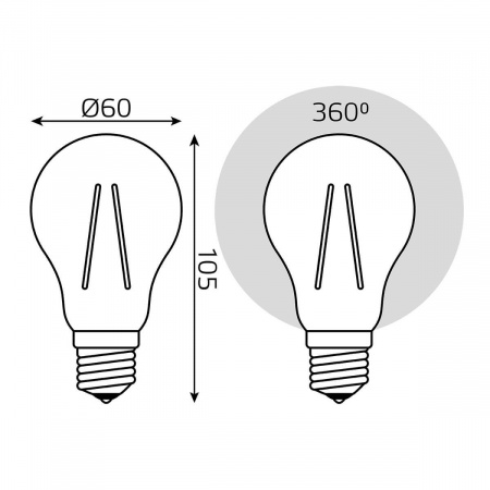 Лампа светодиодная филаментная Gauss E27 15W 2700K прозрачная 102902115