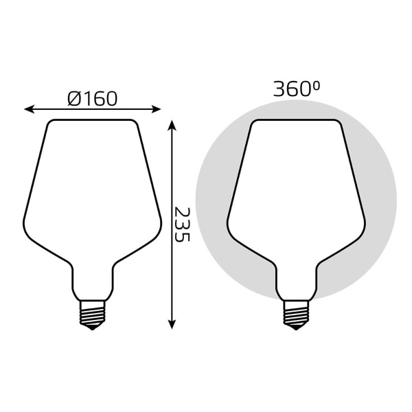 Лампа светодиодная филаментная Gauss E27 9W 4100К матовая 1016802209