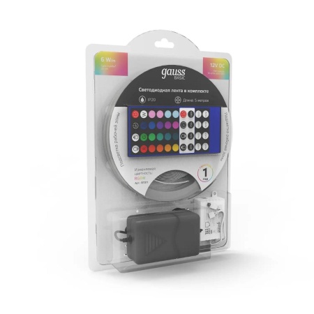 Светодиодная лента Gauss 6W/m 30LED/m 5050SMD разноцветный 5M BT011 Алматы