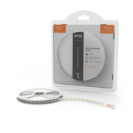Светодиодная лента Gauss 10W/m 60LED/m 5050SMD теплый белый 5M BT051 Алматы