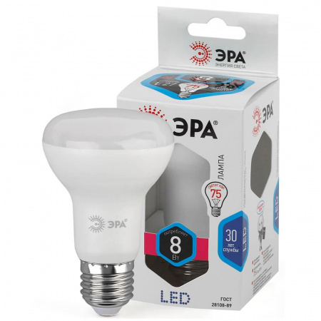 Лампа светодиодная ЭРА E27 8W 4000K матовая LED R63-8W-840-E27 Б0028490 Алматы Лампа светодиодная ЭРА E27 8W 4000K матовая LED R63-8W-840-E27 Б0028490