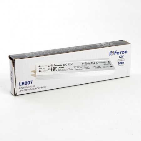 Блок питания для светодиодной ленты Feron LB007 12V 30W IP67 2,5A 48053 Алматы