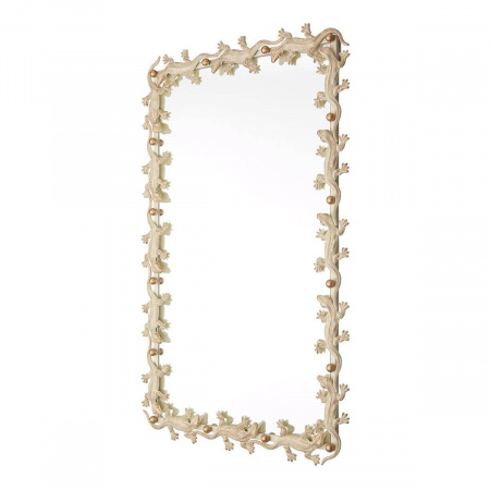 Зеркало Runden Ящерицы белый/золото прямоугольное V20013