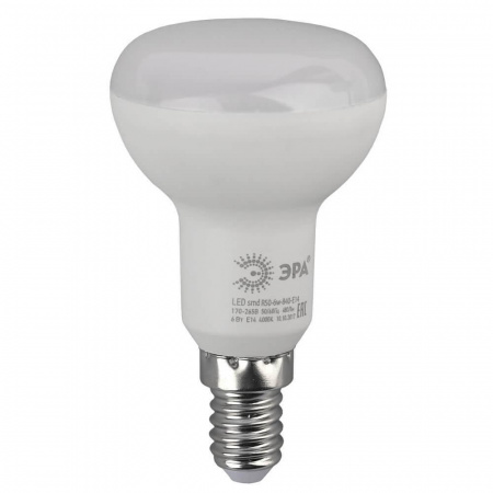 Лампа светодиодная ЭРА E14 6W 4000K матовая LED R50-6W-840-E14 Б0020556 Алматы Лампа светодиодная ЭРА E14 6W 4000K матовая LED R50-6W-840-E14 Б0020556