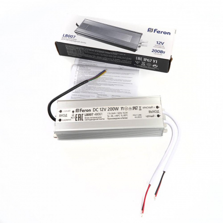 Блок питания для светодиодной ленты Feron LB007 12V 200W IP67 16,5A 48061 Алматы
