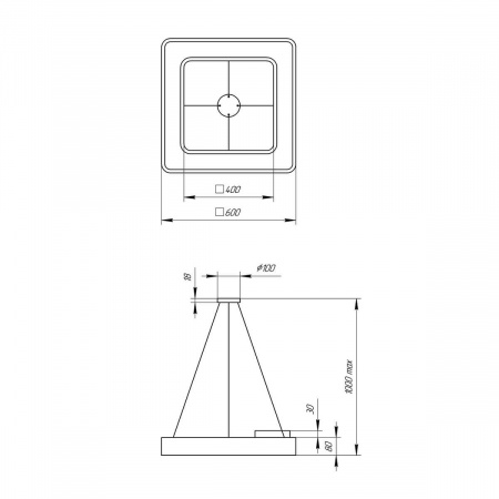 Подвесной светодиодный cветильник Geometria ЭРА Quadro SPO-161-W-40K-060 60Вт 4000К белый Б0050582