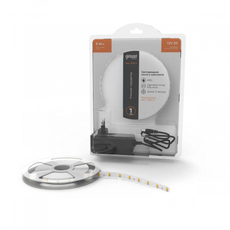 Светодиодная лента Gauss 6W/m 60LED/m 2835SMD теплый белый 5M BT013 Алматы