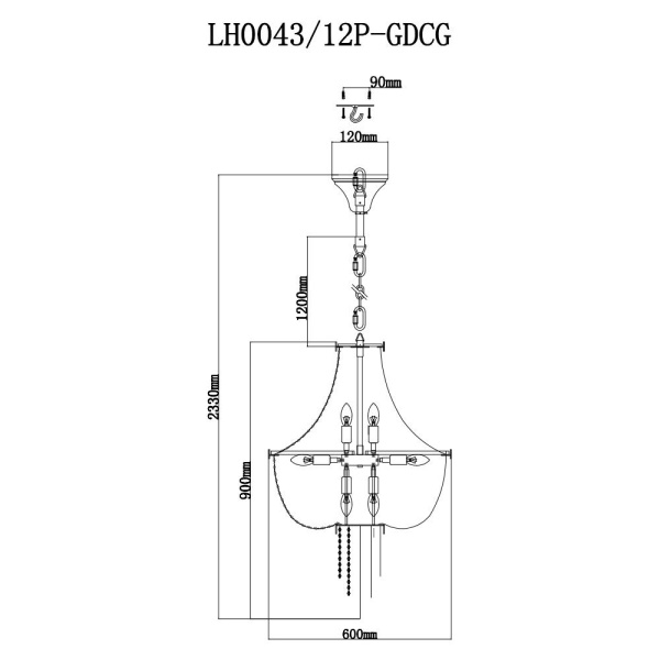 Подвесная люстра Lumien Hall Лиссоне LH0043/12P-GDCG