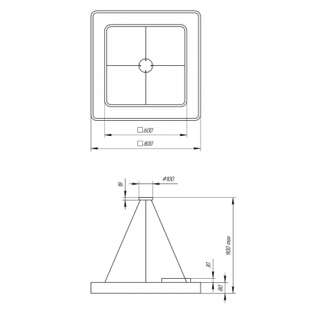 Подвесной светодиодный cветильник Geometria ЭРА Quadro SPO-162-W-40K-070 70Вт 4000К белый Б0050584
