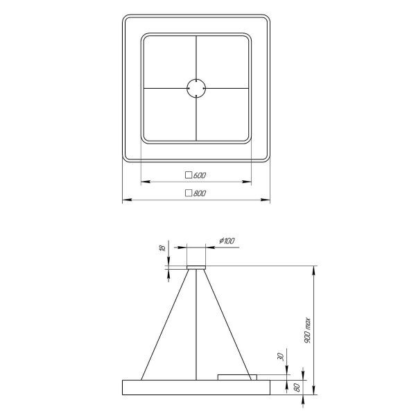 Подвесной светодиодный cветильник Geometria ЭРА Quadro SPO-162-W-40K-070 70Вт 4000К белый Б0050584