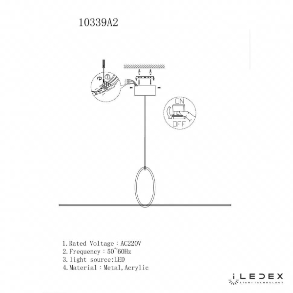 Подвесной светодиодный светильник iLedex Zoom 10339P/A2-35W-3000K BK-WH