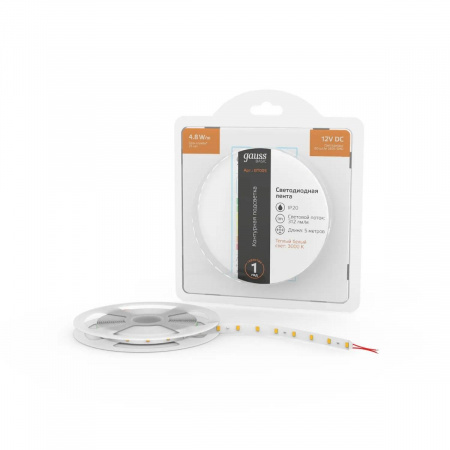 Светодиодная лента Gauss 4,8W/m 60LED/m 2835SMD теплый белый 5M BT005 Алматы