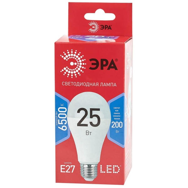 Лампа светодиодная ЭРА E27 25W 6500K матовая LED A65-25W-865-E27 R Б0048011