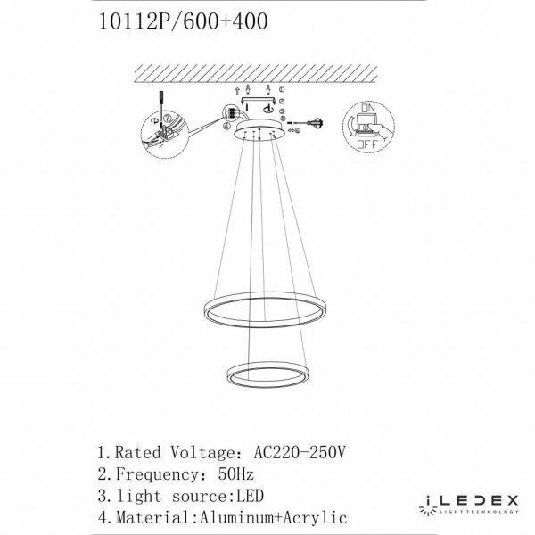 Подвесной светодиодный светильник iLedex Axis 10112P/2-39W-3000K (6/4) BR