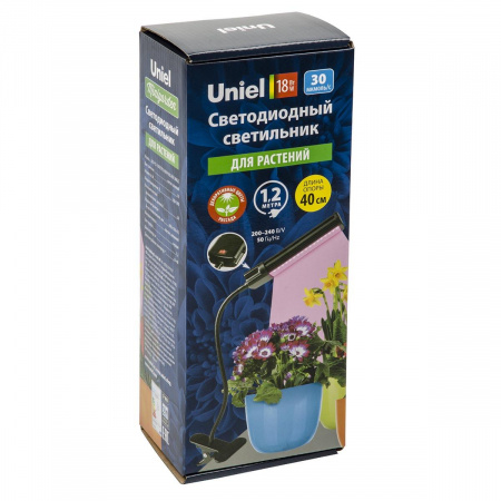 Светодиодный светильник для растений Uniel Minigarden ULT-P31-18W/SPLE/40 IP40 Black Single UL-00009251