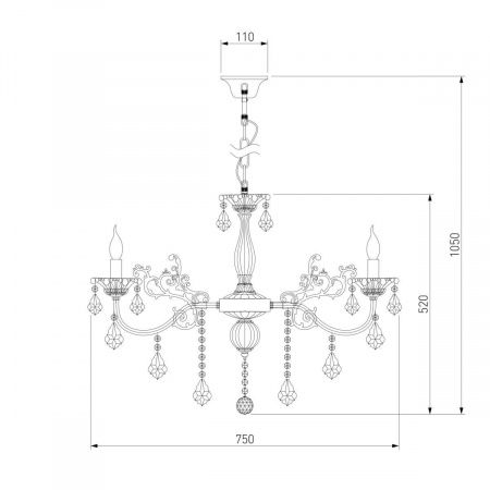 Подвесная люстра Eurosvet 3281/8 античная бронза/прозрачный хрусталь Strotskis