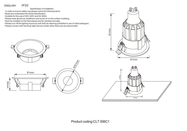 Встраиваемый светильник Crystal Lux CLT 006C1 WH Алматы